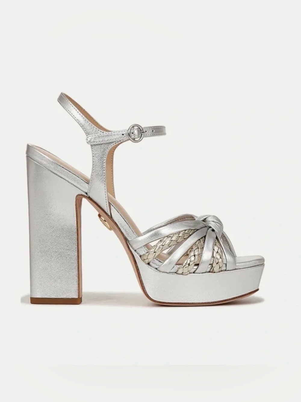 Veronica Beard Silver Metallic Knotted Platform Sandals